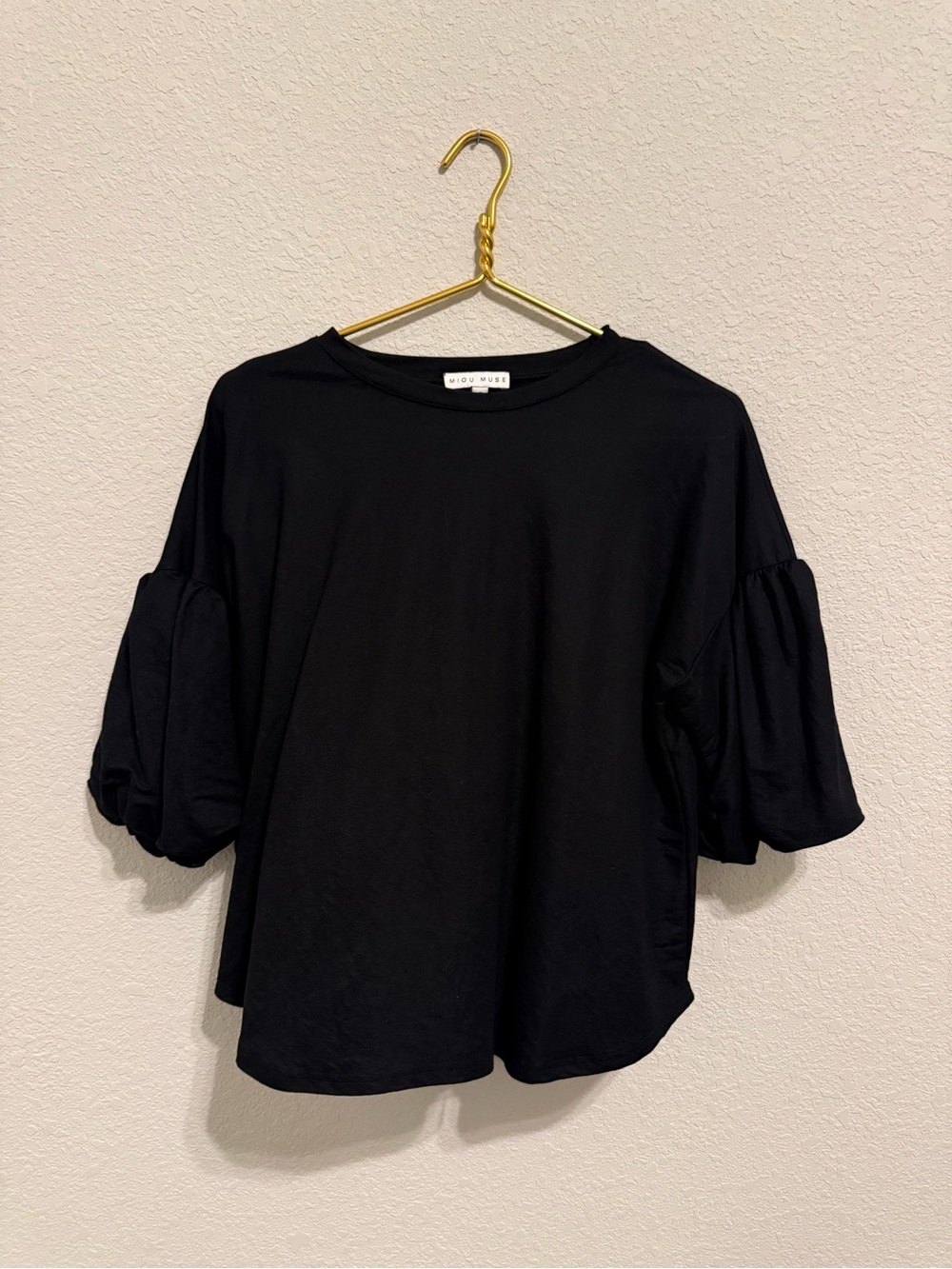 Miou Muse Black Statement Ruffle Sleeve Blouse Size Small